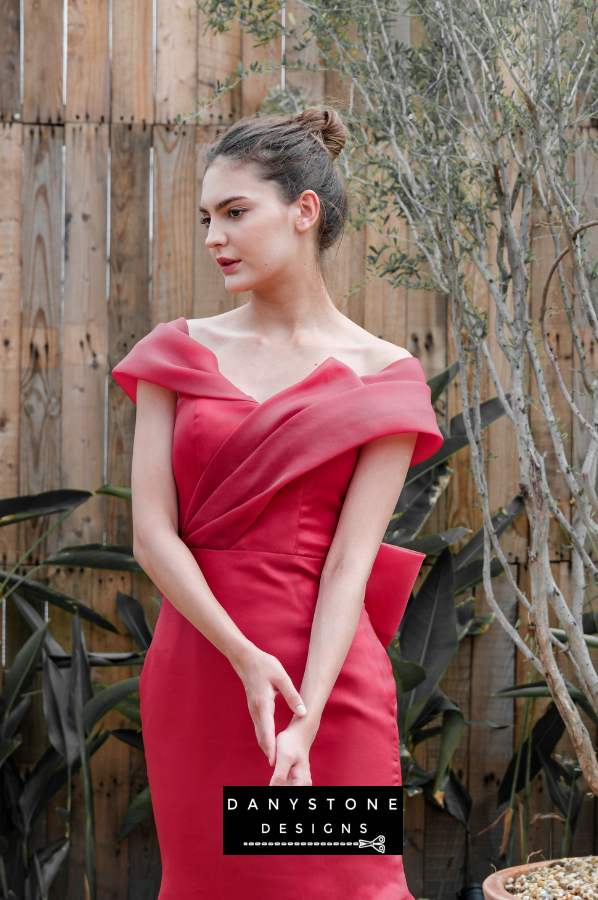 Stunning Red Silk Chiffon Mermaid Dress | Danystone Designs