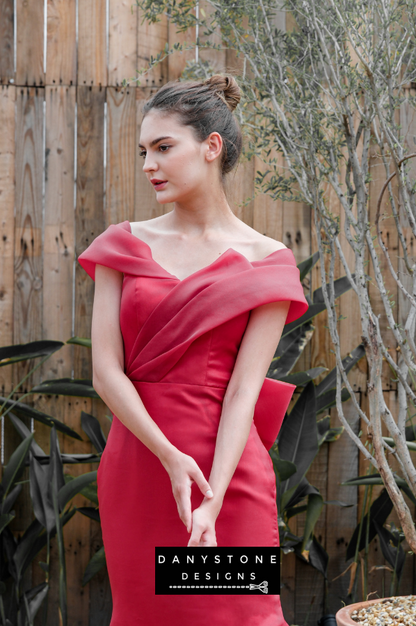 Stunning Red Silk Chiffon Mermaid Dress | Danystone Designs