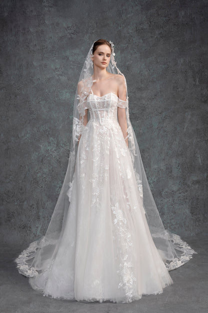 Ethereal Lace Cathedral Train Wedding Gown