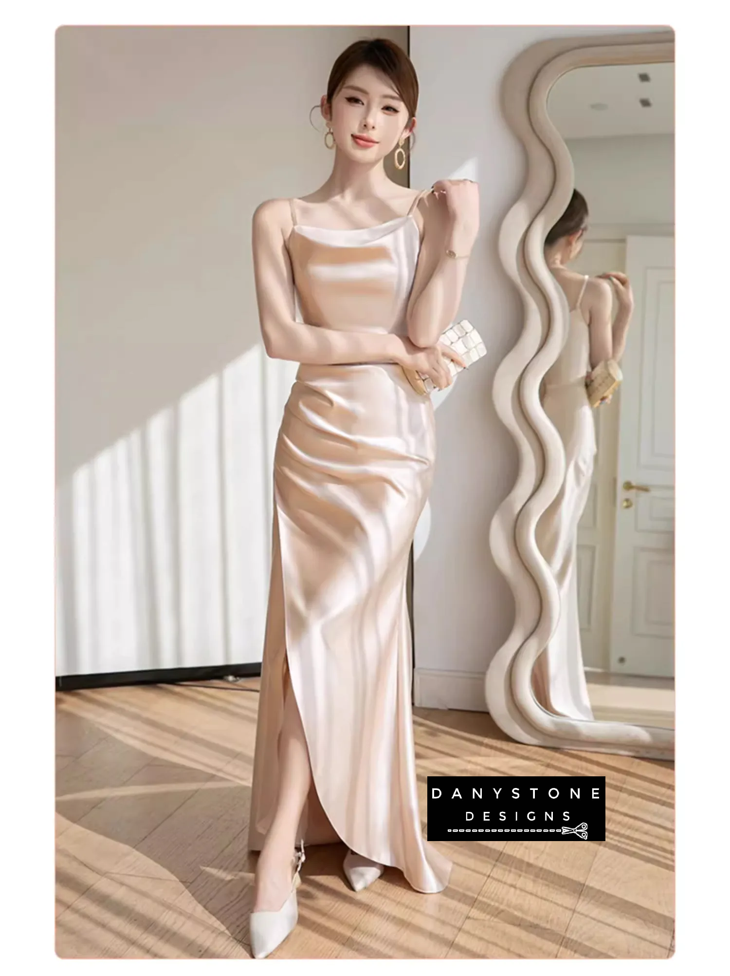 Satin gown ideal for evening parties