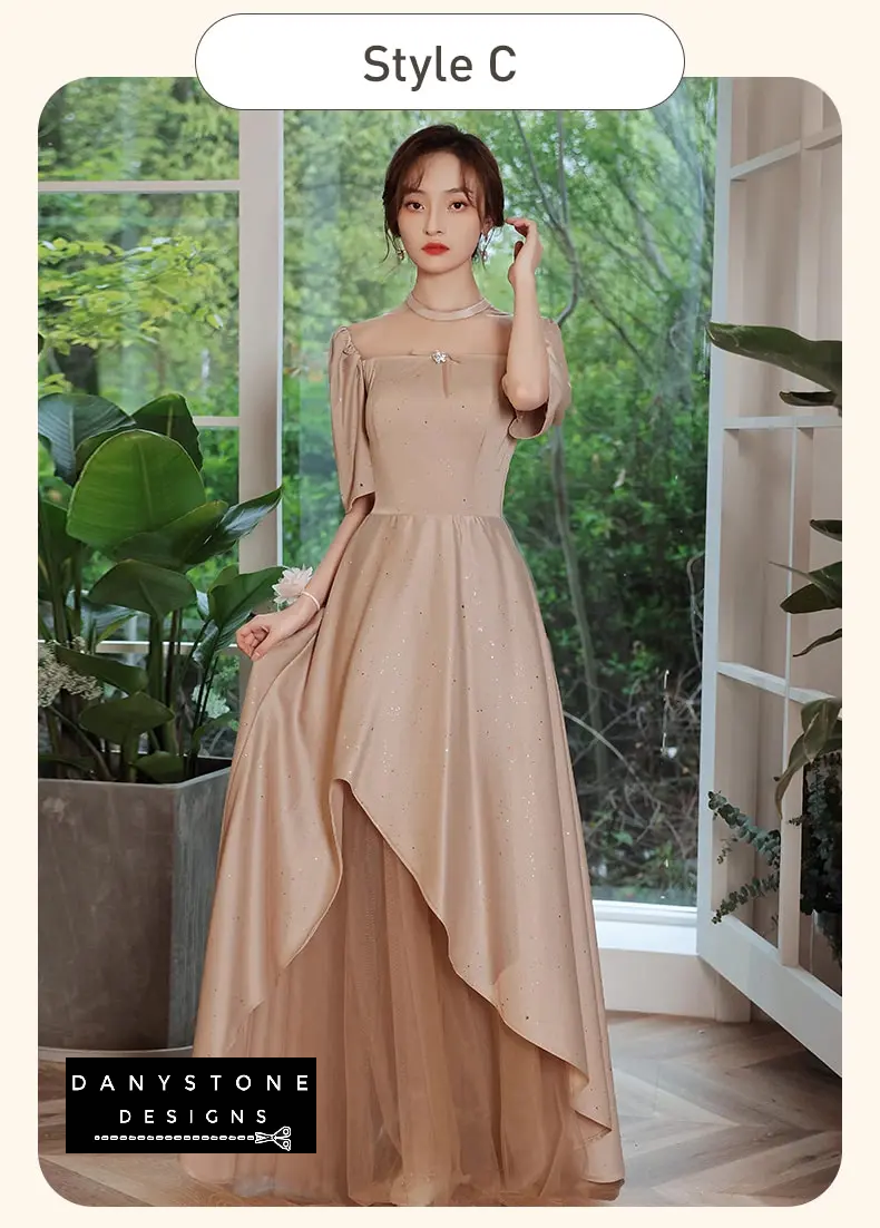 Khaki formal dress perfect for weddings