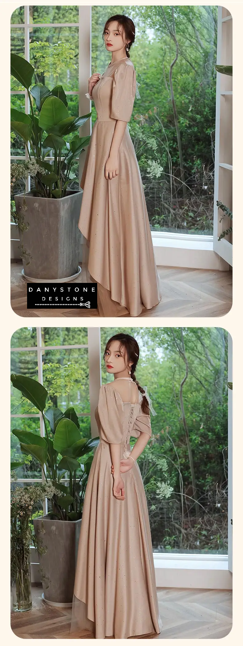 Khaki gown ideal for evening parties