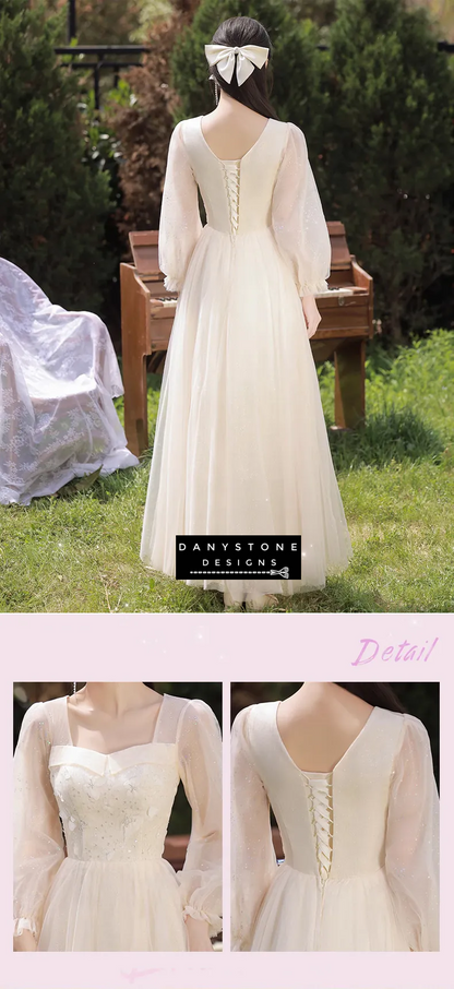 Exquisite Champagne Chiffon Bridesmaid Dress full-length view