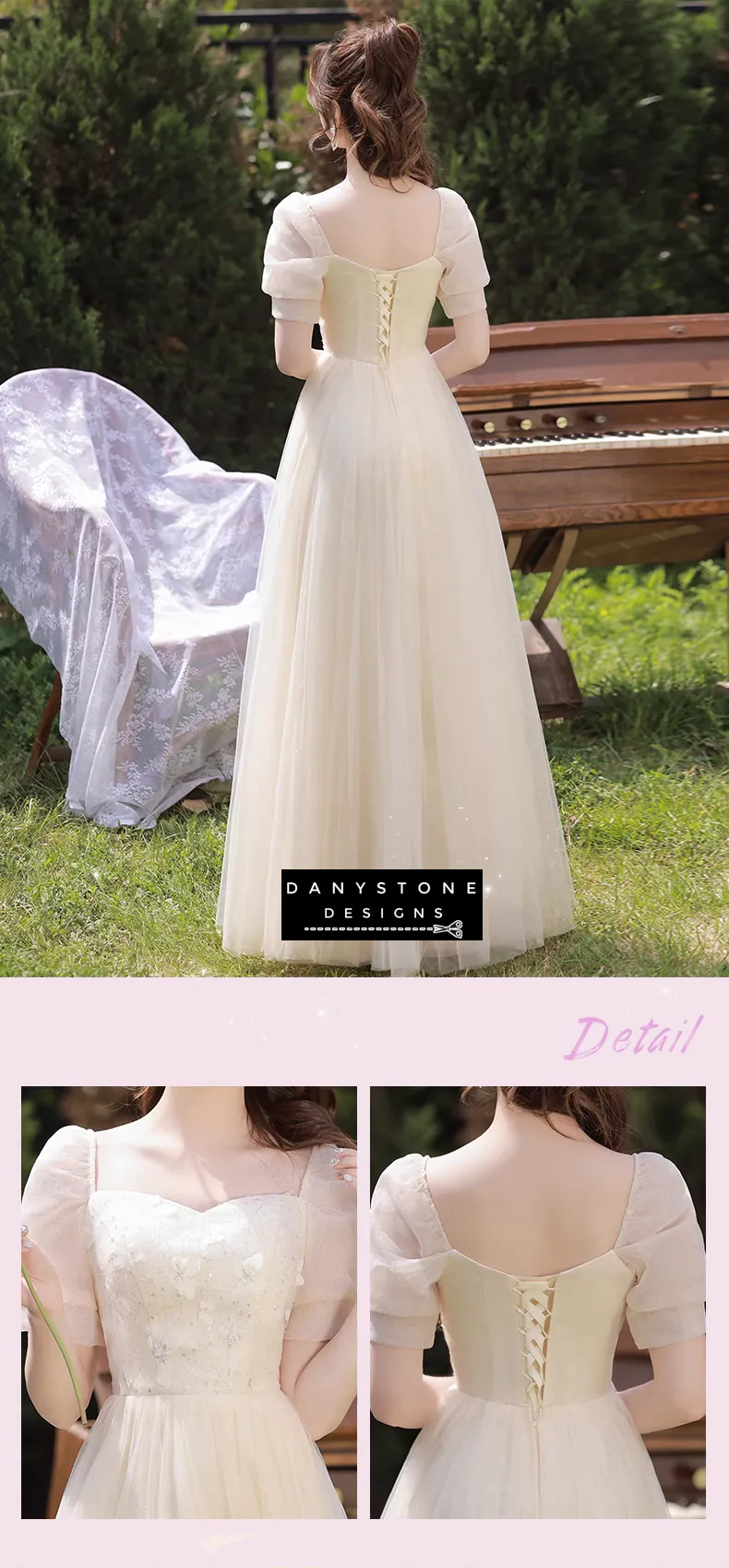 Champagne Chiffon Dress for Formal Events front view