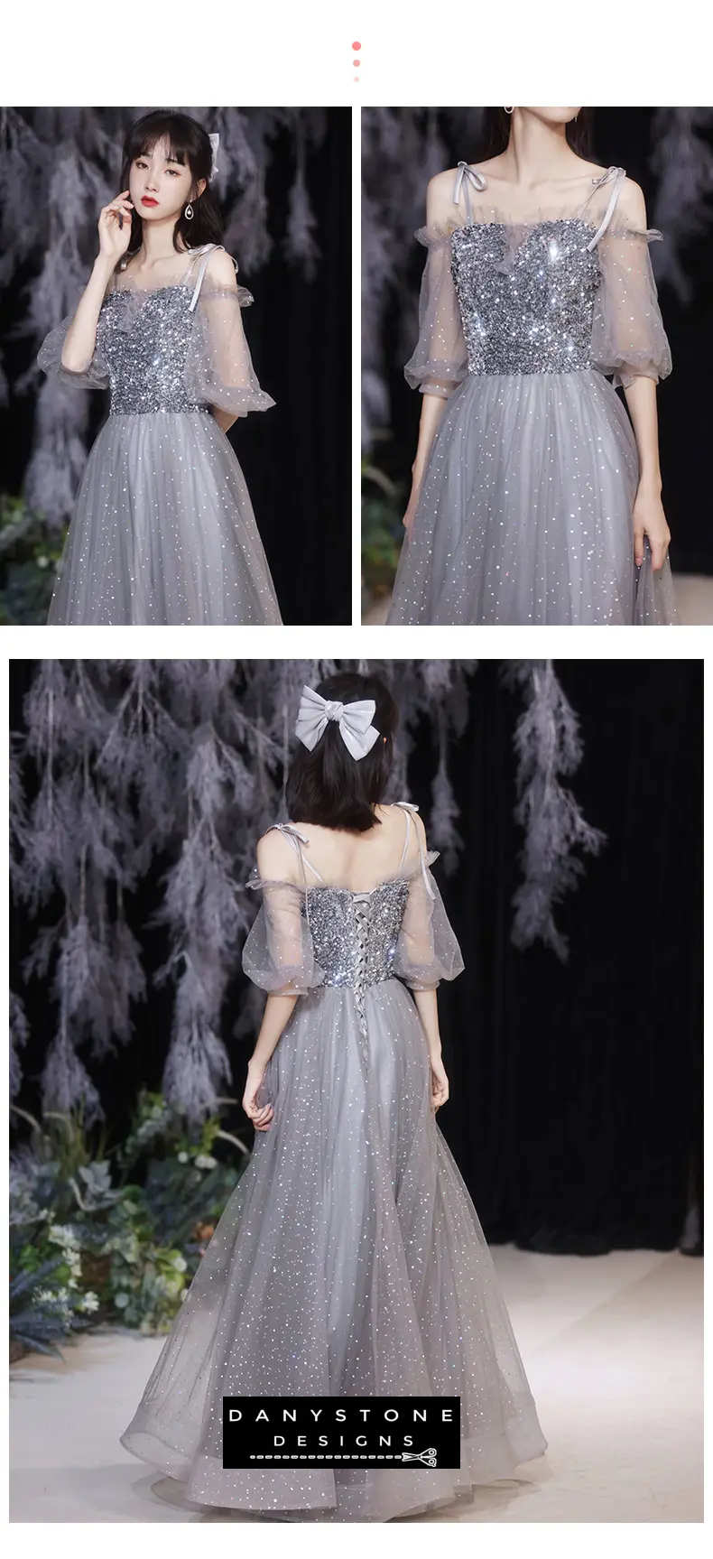 Fairy A-Line Grey Chiffon Bridesmaid Dress for Weddings and Events