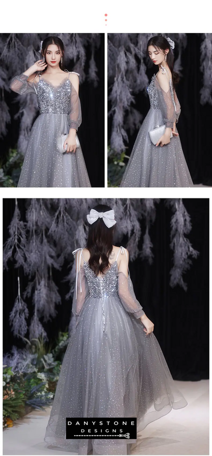 Fairy A-Line Grey Chiffon Bridesmaid Dress for Weddings and Events