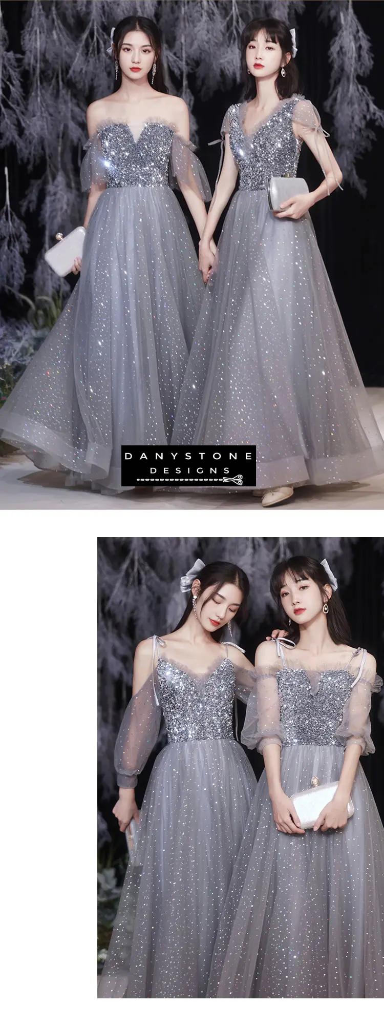 Fairy A-Line Grey Chiffon Bridesmaid Dress for Weddings and Events