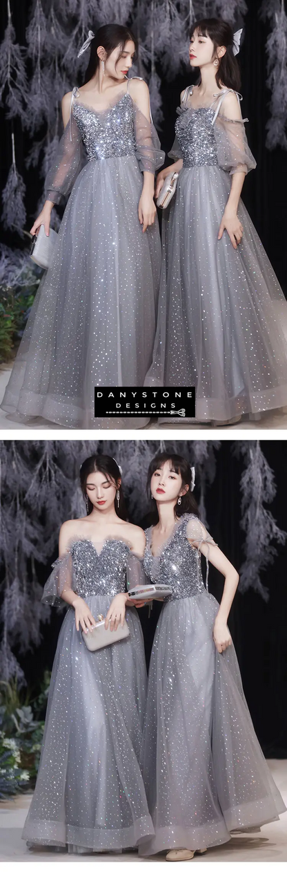 Fairy A-Line Grey Chiffon Bridesmaid Dress for Weddings and Events