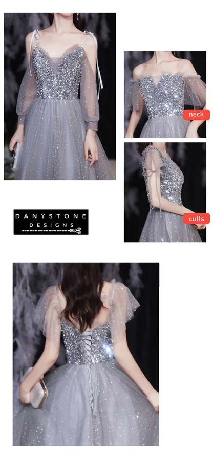 Fairy A-Line Grey Chiffon Bridesmaid Dress for Weddings and Events