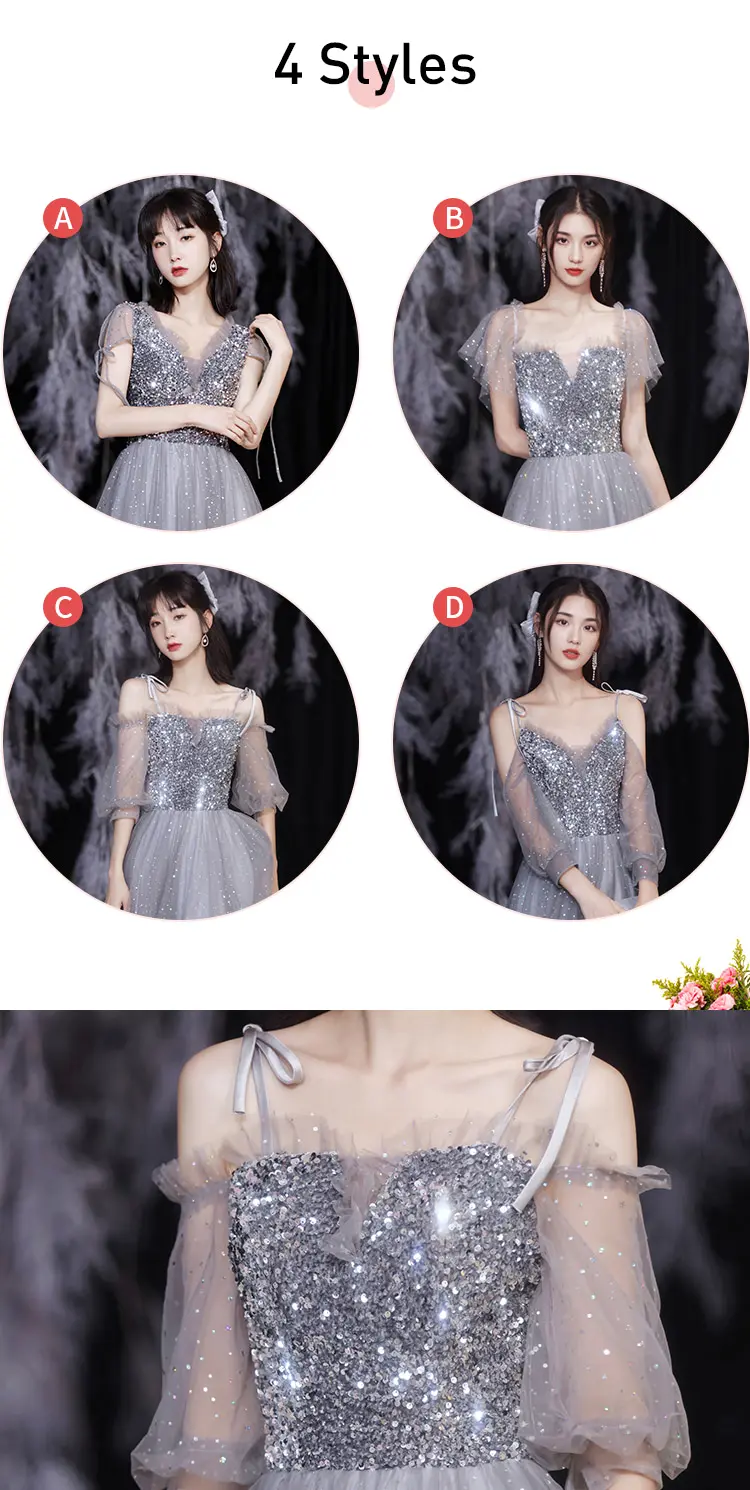 Fairy A-Line Grey Chiffon Bridesmaid Dress for Weddings and Events