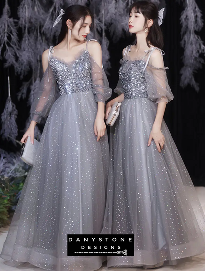 Fairy A-Line Grey Chiffon Bridesmaid Dress for Weddings and Events