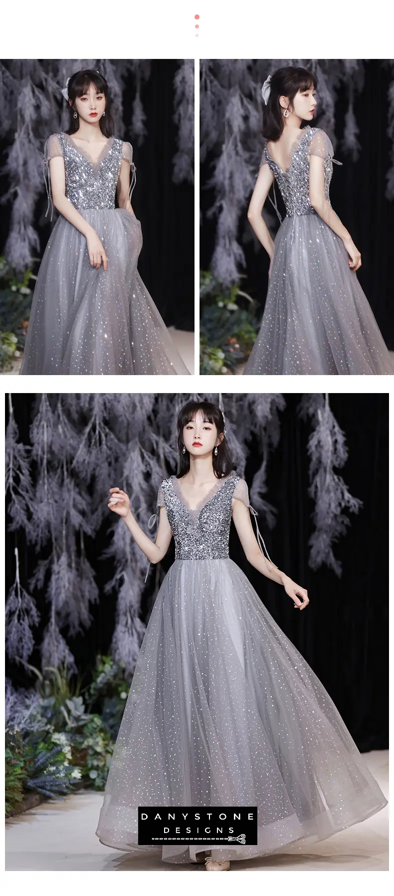 Fairy A-Line Grey Chiffon Bridesmaid Dress for Weddings and Events