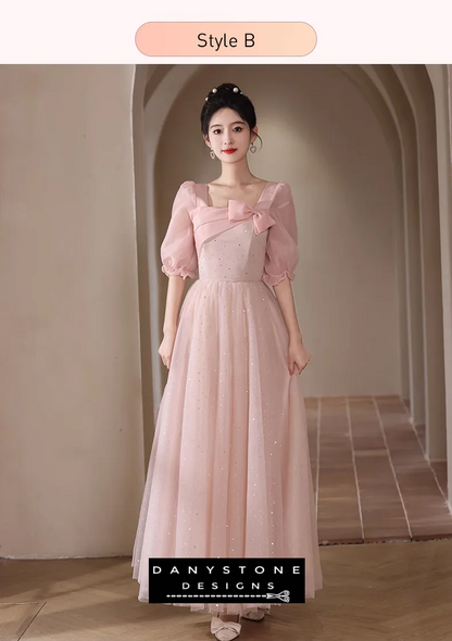 Beautiful Pink Bridesmaid Dress side angle