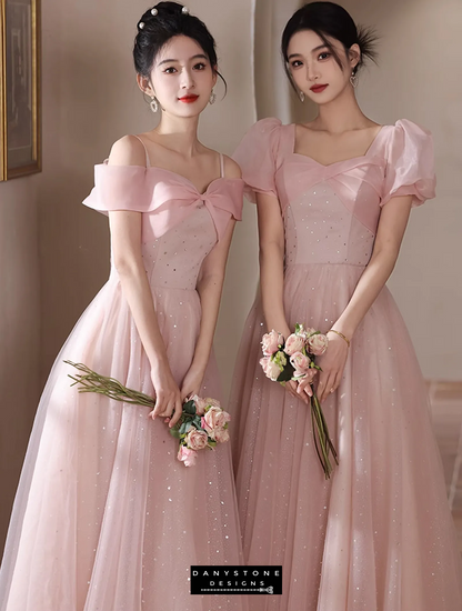 Sophisticated Pink Bridesmaid Dress side view