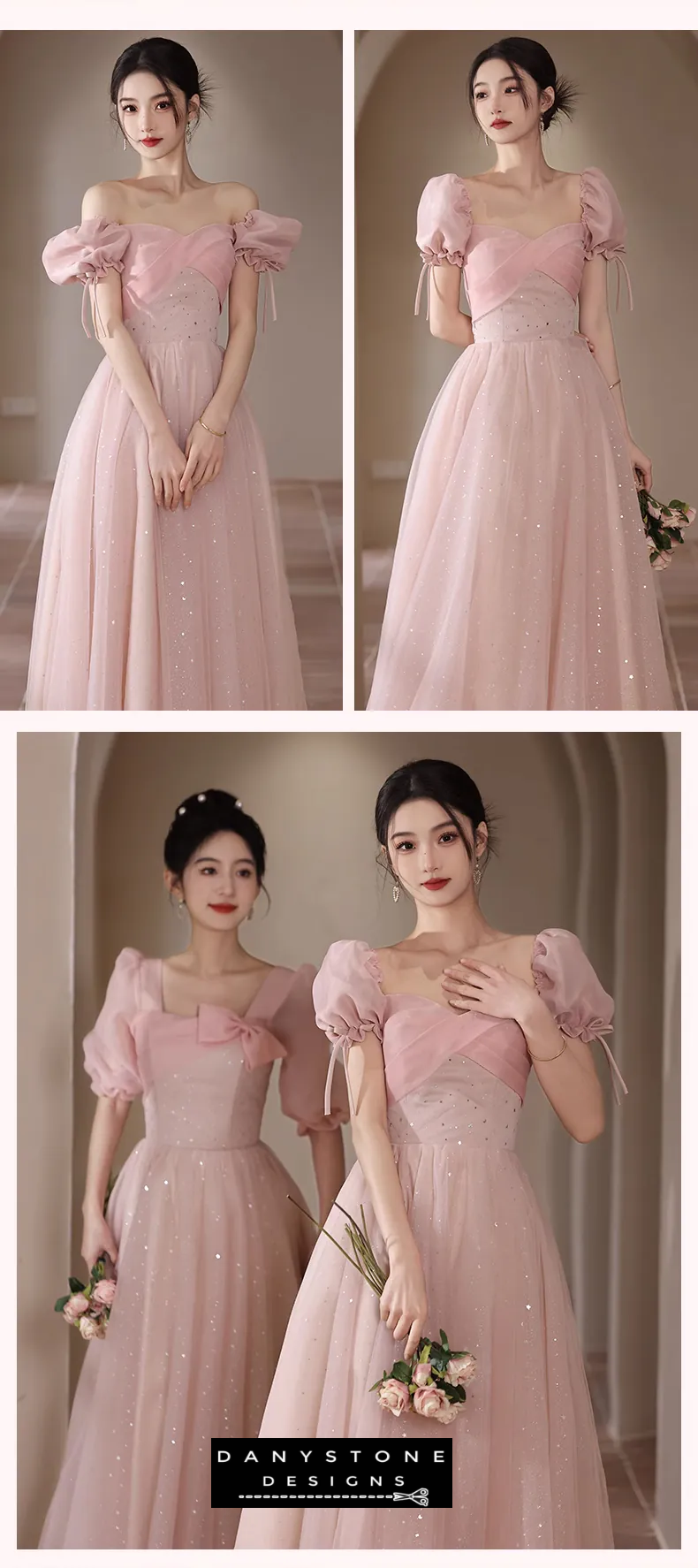 Elegant Sweet Pink Bridesmaid Dress in a formal setting