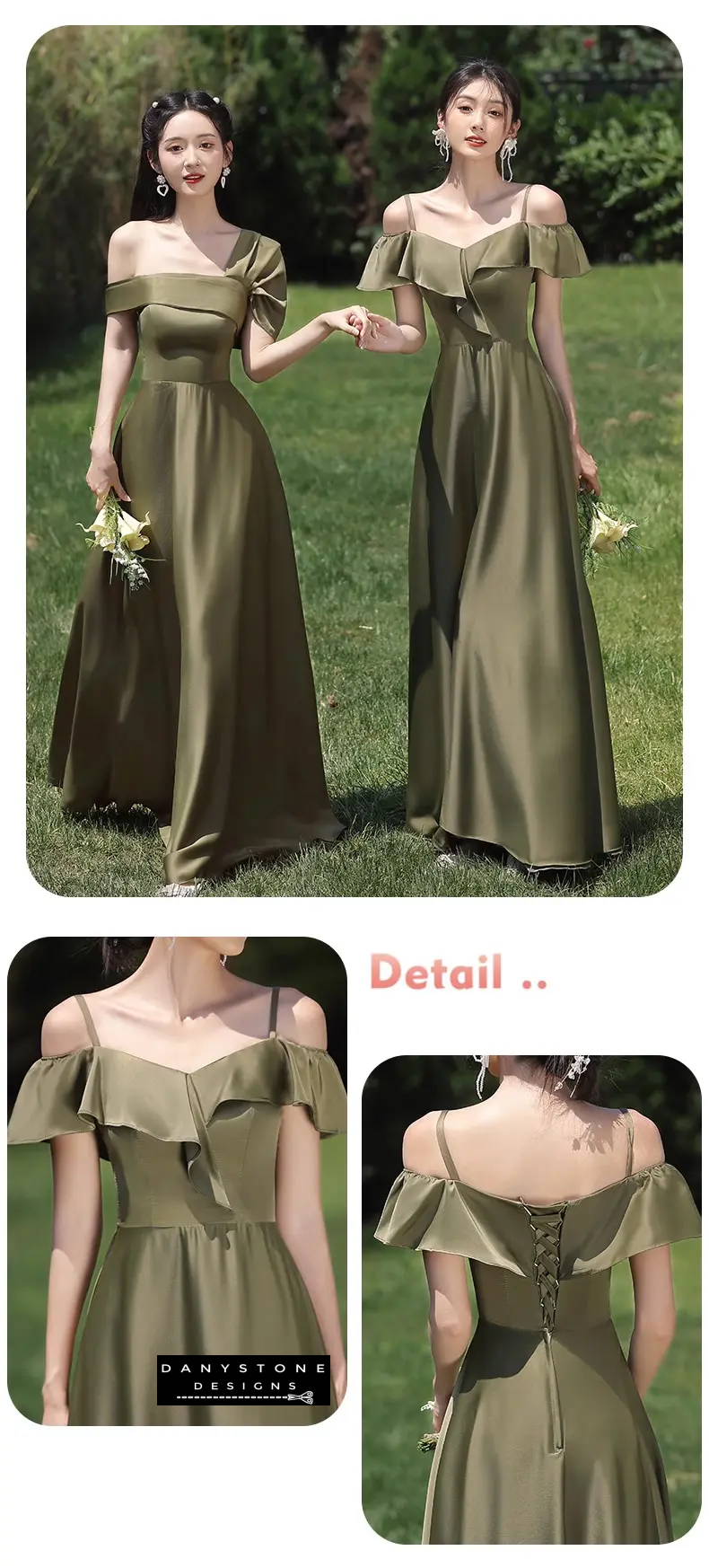 Green satin dress perfect for weddings and formal events