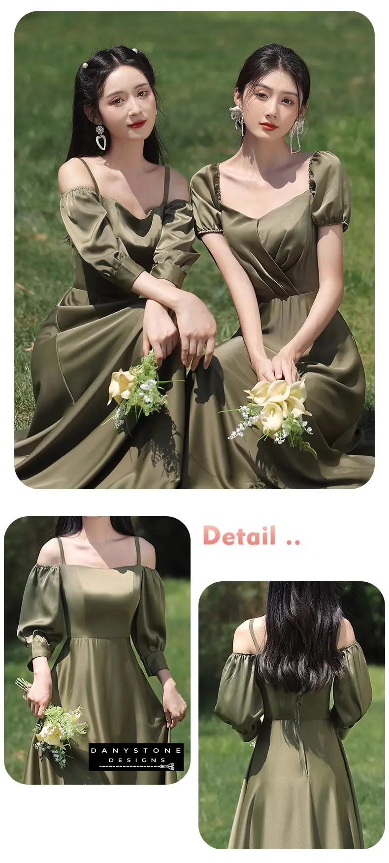 Green satin dress with beautiful fit and flare design