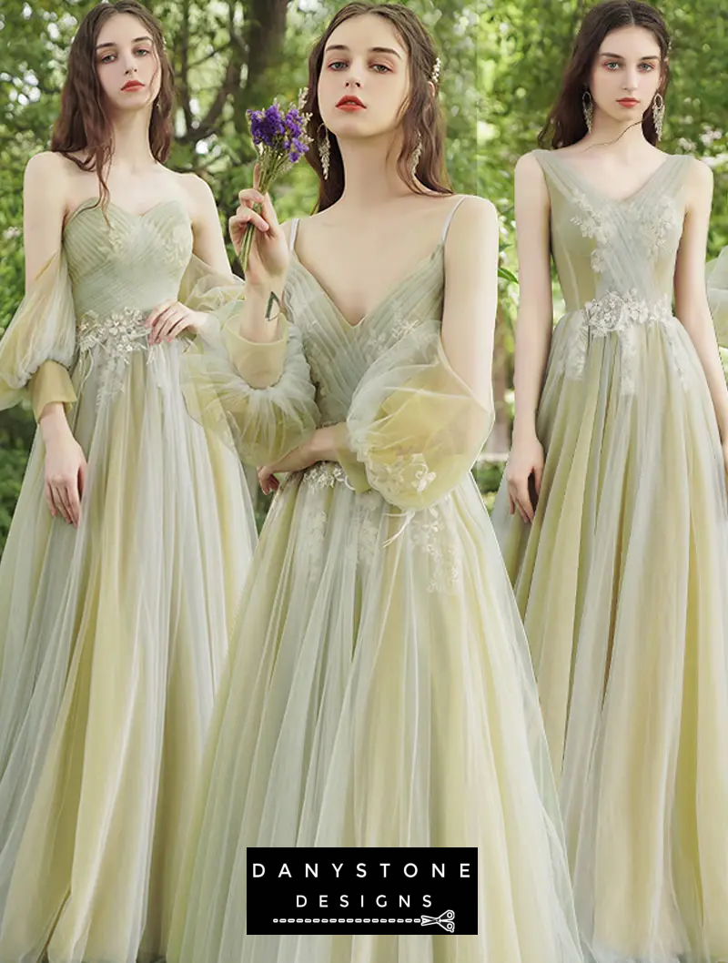 Back view of green bridesmaid dress