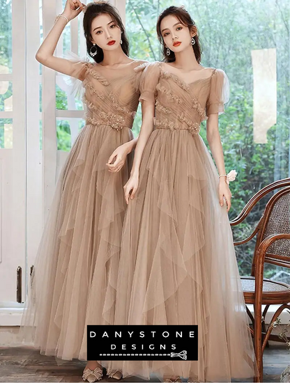 Romantic tulle bridesmaid dress front view