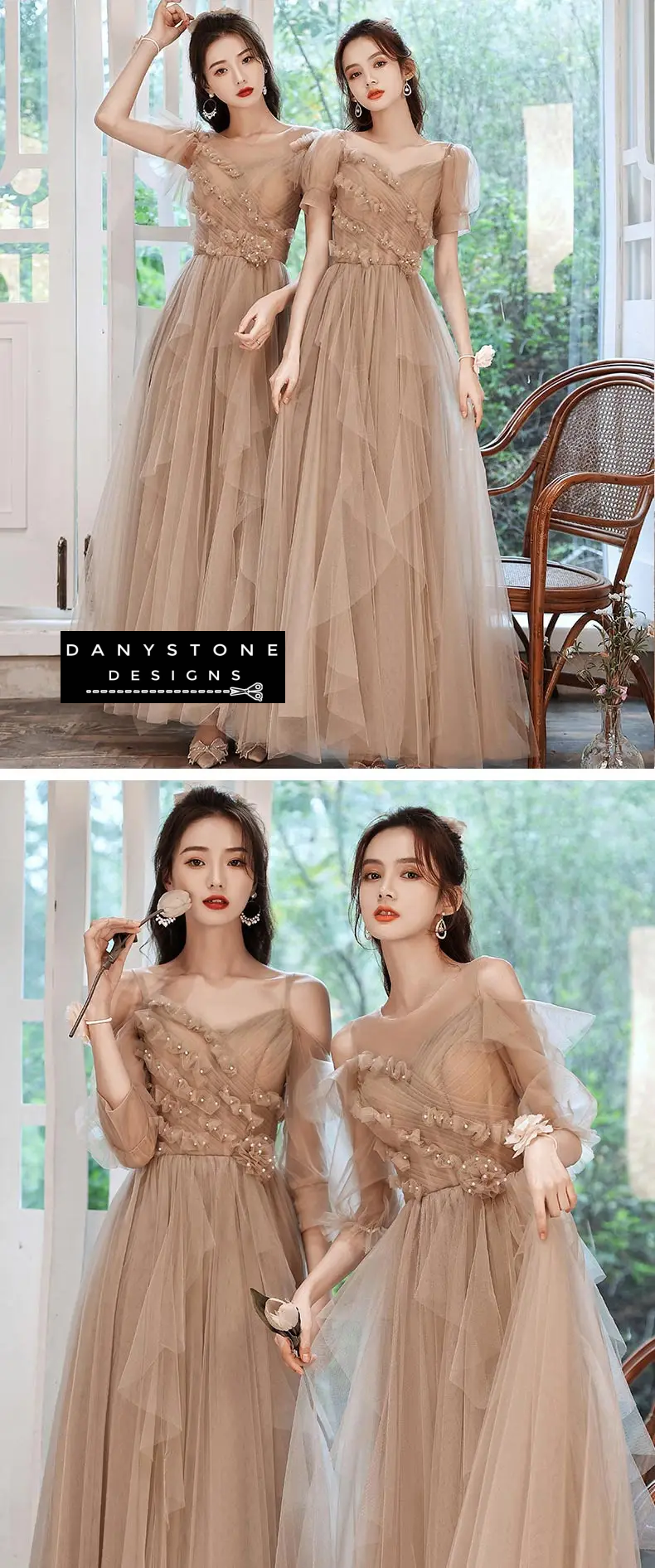 Romantic tulle bridesmaid dress front view