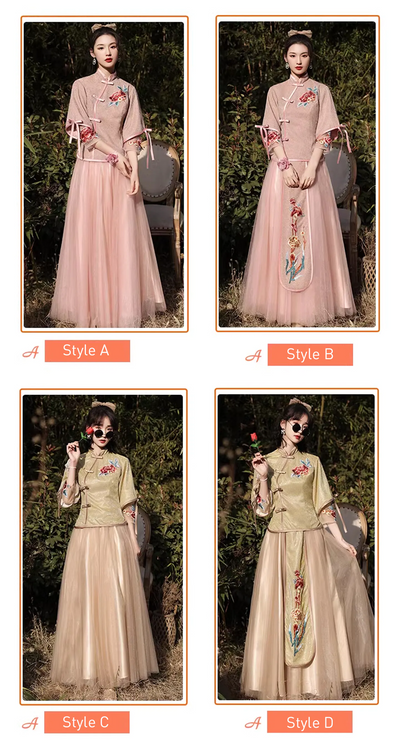 "Elegant Chinese style dress perfect for weddings and cultural celebrations"