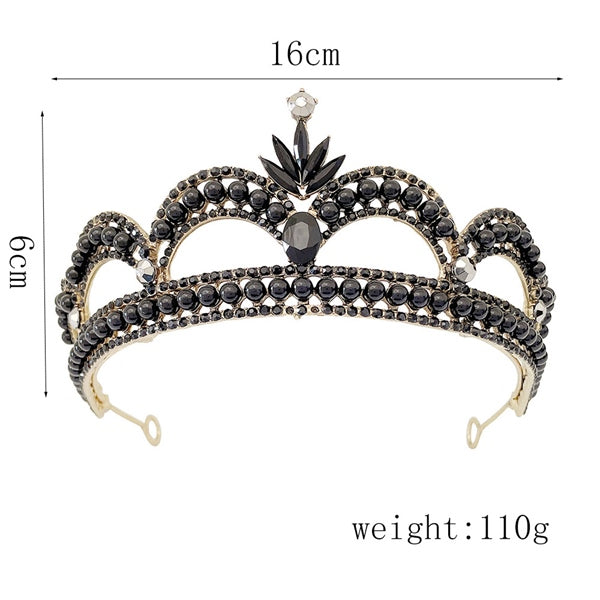 Midnight Majesty: 6cm Black Stone Bridal Crown