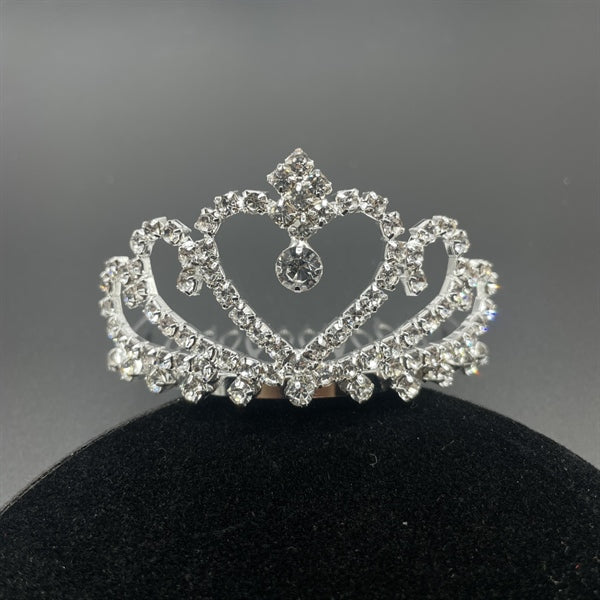 Delicate Half-Round Bridal Crown with White Stones - Petite Elegance