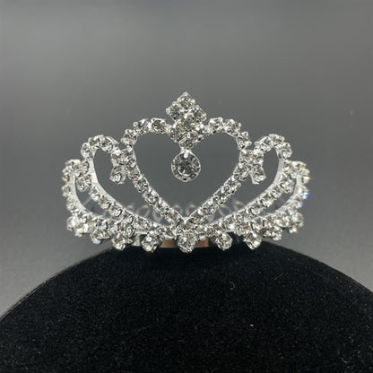 Delicate Half-Round Bridal Crown with White Stones - Petite Elegance