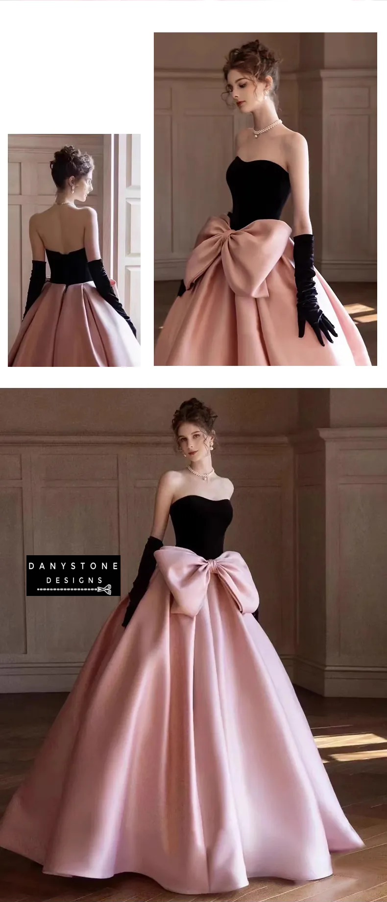 Pink Off-the-Shoulder Prom Dress Styled with Black Gloves