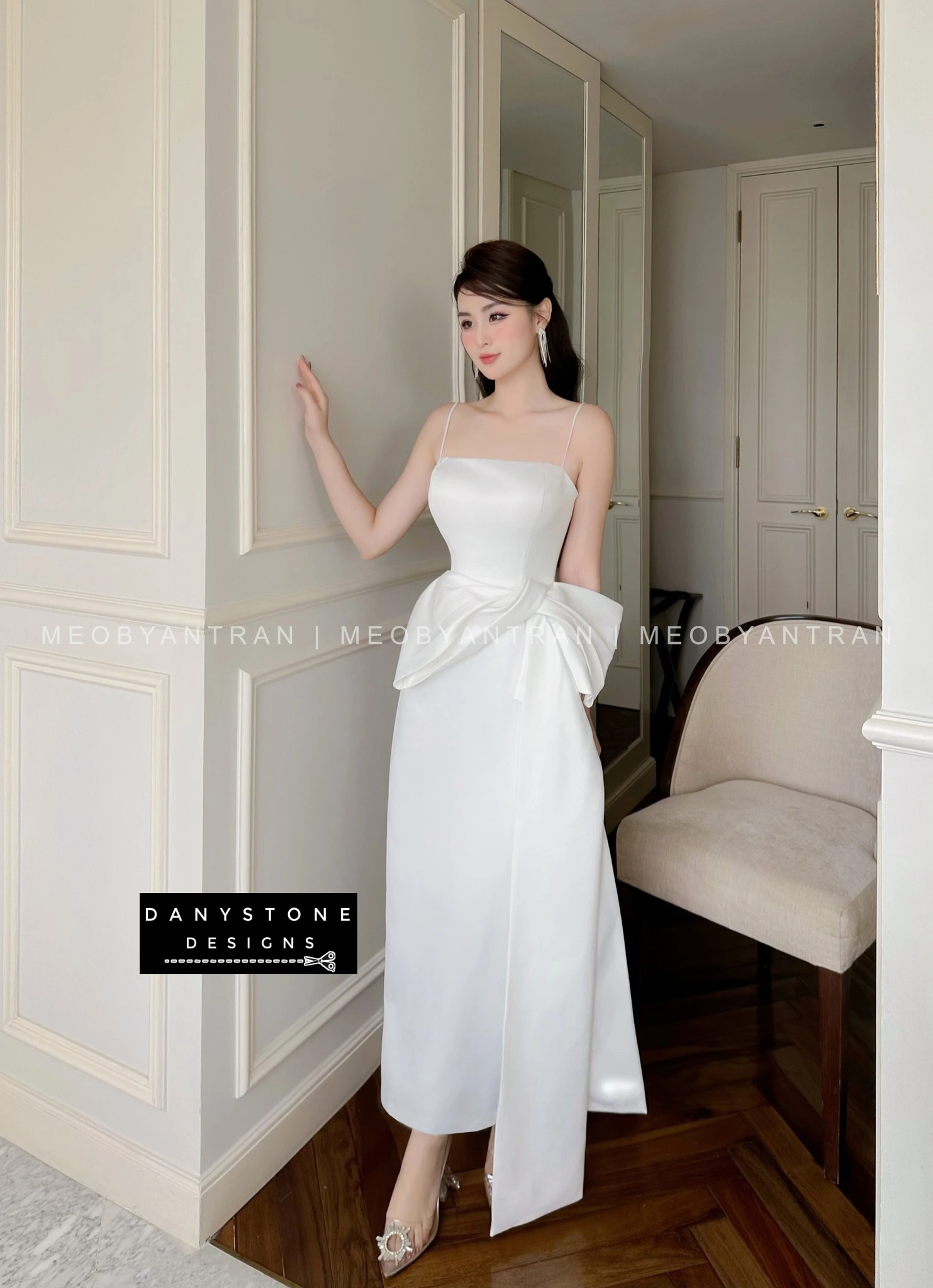 View of White 2-Strap Dress Showing Strappy Design and Silhouette