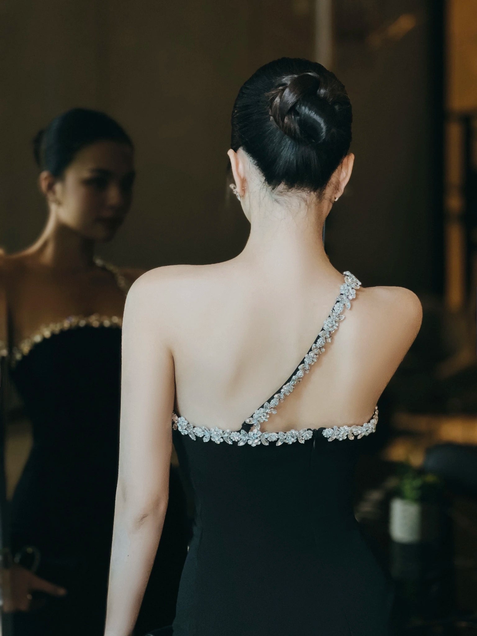 Back view of high-end bodycon dress