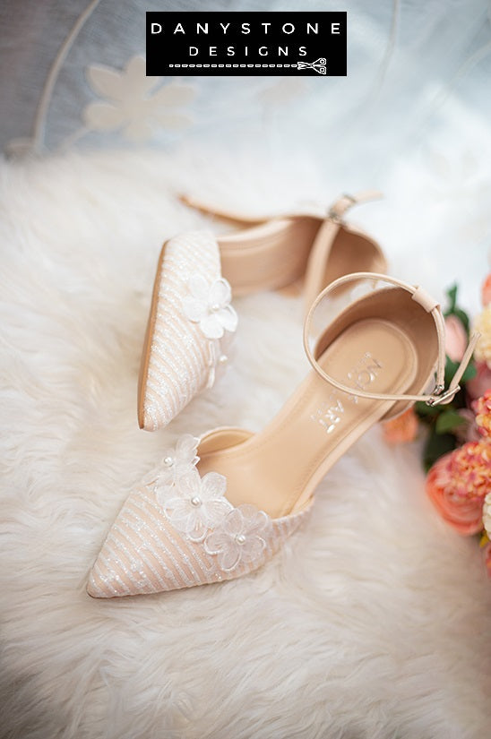 Handmade Lace Bridal Shoes, 9cm