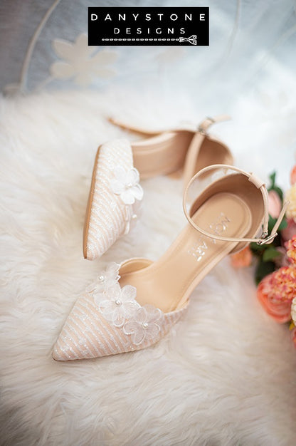 Handmade Lace Bridal Shoes, 9cm