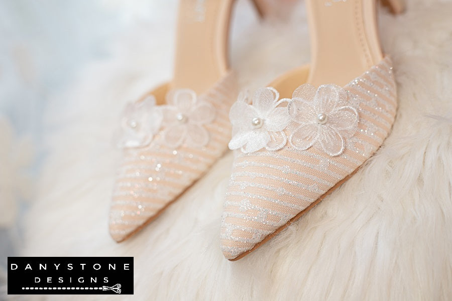 Handmade Lace Bridal Shoes, 9cm