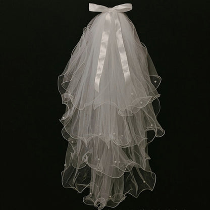 4-layer bridal veil with ruffled edges 